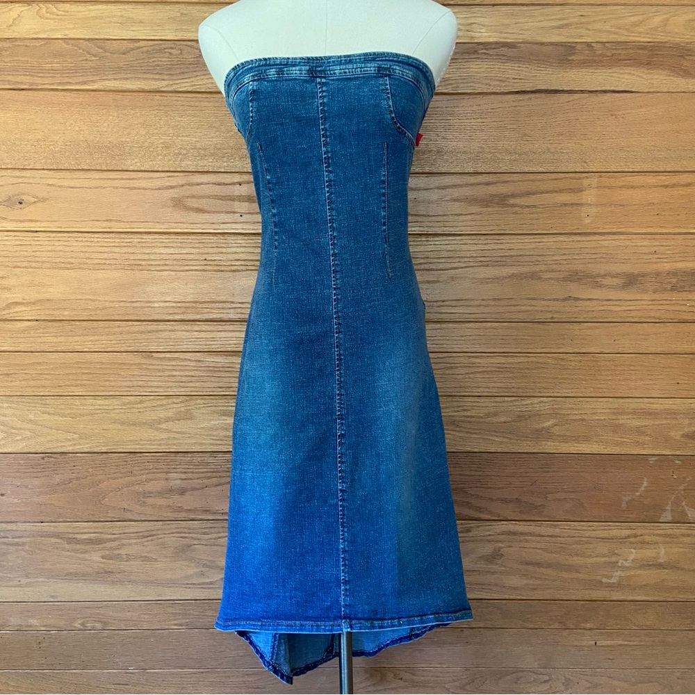 Y2K Hot Kiss Denim strapless high low dress